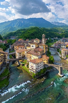Bell Tower Prints: town of San Giovanni Bianco, divided by two rivers