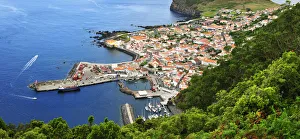 Volcanic Islands Prints: The town of Velas, capital city of Sao Jorge. Azores islands, Portugal