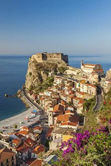 Peter Adams Collection: Town View with Castello Ruffo, Scilla, Calabria, Italy