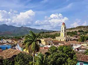 Townscape with San Francisco Convent Church Tower, elevated view, Trinidad