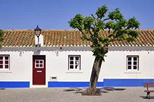 Porto Covo Prints: Traditional alentejan houses in the main square of Porto Covo. Sines, Portugal