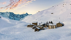 Rustic Prints: Traditional alpine chalets, Blaunca, Maloja, Engadin, canton of Graubunden, Switzerland