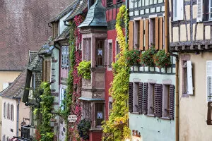 Alsace Gallery: Traditional Ancient Timbered Buildings, Riquewihr, Alsace, France