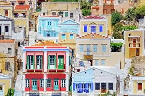 Aegean Prints: Traditional architecture, Gialos, Symi Island, Dodecanese Islands, Greece