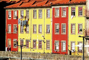 Oporto Prints: Traditional architecture of the Ribeira, a Unesco World Heritage Site. Oporto, Portugal