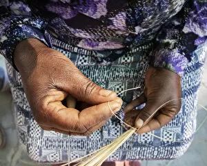 Images Dated 17th June 2020: A traditional basket weaver in Maun, Botswana