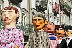 Traditional big-headed masks of Minho at the historical centre of Viana do Castelo