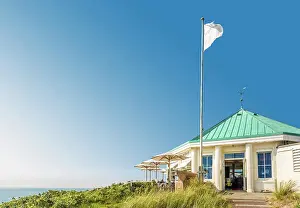 Beach Chair Prints: Traditional Cafe Marienhoehe on the western beach of Norderney