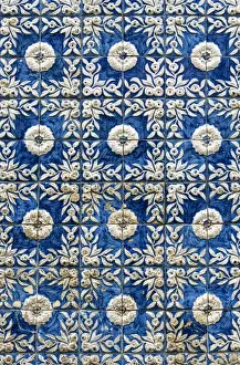 Alto Minho Prints: Traditional ceramic tiles of a house inside the 17th century fortifications of Valenca