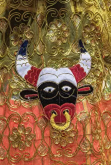 Images Dated 22nd September 2017: Detail of the Traditional Costume, Fiesta de la Virgen de la Candelaria, Copacabana