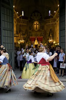 Performance Collection: Traditional Dancing Outside The 13th Century Iglesia y Convento Del Carmen, Valencia