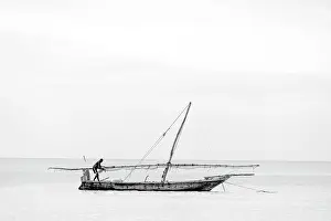 Zanzibar Prints: Traditional dhows in the sea, Nungwi, Zanzibar, Tanzania, Africa