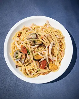 Apulia Prints: Traditional dish of seafood linguine at La Rotonda Restaurant, Savelletri, Puglia