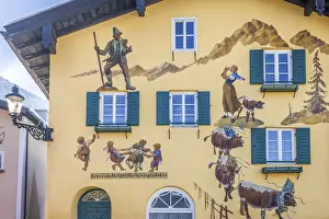 Lueftlmalerei Prints: Traditional facacde painting in the old town of Bad Reichenhall