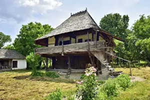 Walachia Prints: Traditional farmhouse. Museum of Viticulture and Tree Growing, Golesti. Arges County