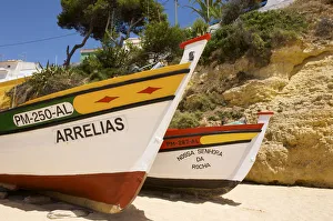 Traditional fishing boats in Carvoeiro, Algarve, Portugal