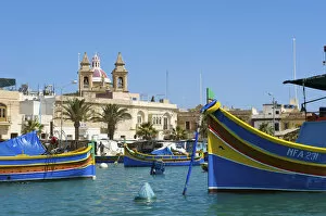 Images Dated 12th April 2011: Traditional fishing boats, Marsaxlokk, Malta
