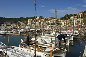 Traditional fishing boats, Port de Soller, Majorca, Balearics, Spain