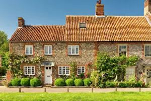 North Norfolk Prints: Traditional Flint Cottage, Burnham Market, Norfolk, England