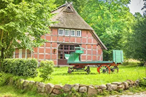 Lower Saxony Prints: Traditional half-timbered farm in the village of Wilsede