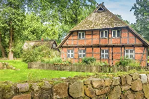 Half Timbering Prints: Traditional half-timbered house in the village of Wilsede