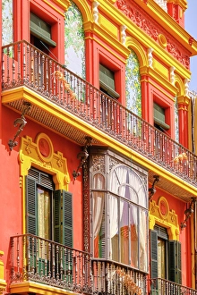 Historic Center Prints: Traditional house of Seville. Andalusia, Spain