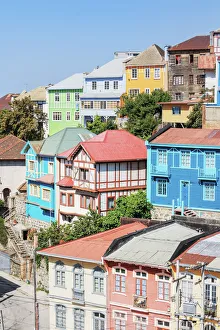 Valparaiso Prints: Traditional houses, historic district, Valparaiso, Chile
