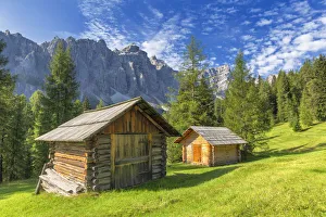 Chalets Prints: Traditional hut with Puez Group in the background