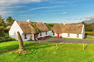 Thatched Roof Prints: Traditional Irish Thatched Cottages, Tully Cross, County Galway, Ireland