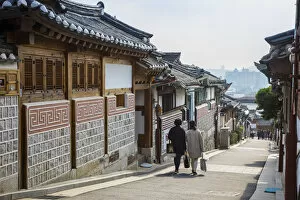 Traditional Korean houses in the Bukchon Hanok Village, Seoul, South Korea