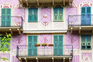 Painted Gallery: Traditional Ligurian house facade, Camogli, Liguria, Italy