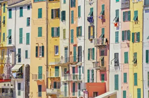 Gulf Of Poets Prints: Traditional Ligurian houses facade, Portovenere, La Spezia district, Liguria, Italy