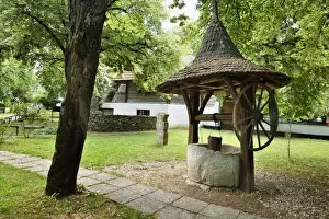 Maramures Prints: Traditional well from Maramures region. The National Village Museum (Muzeul Satului)