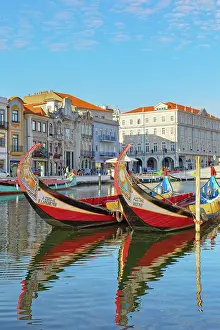 Canal Prints: Traditional Moliceiro boats on Aveiro main water canal, Aveiro, Portugal