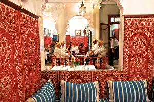Images Dated 28th May 2015: Traditional Moroccan Musicians Performing in a Restaurant, Tangier, Morocco, North Africa