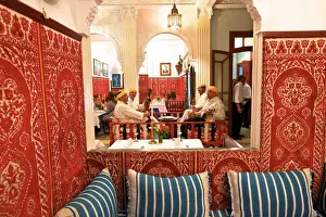 Neil Farrin Prints: Traditional Moroccan Musicians Performing in a Restaurant, Tangier, Morocco, North Africa