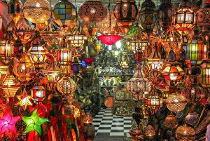 Images Dated 23rd June 2020: Traditional multicolored glass lamp, Morocco, High Atlas, Marrakech, imperial city