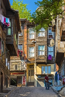 Traditional Ottoman timber houses in Fatih district, Istanbul, Turkey
