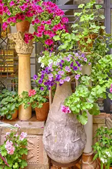 Detail of a traditional Patio of Cordoba, a courtyard full of flowers and freshness. Andalucia, Spain