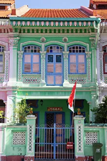 South East Asian Prints: Traditional Peranakan shophouses, Katong, Singapore