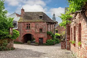 Limousin Prints: Traditional red sandstone buildings