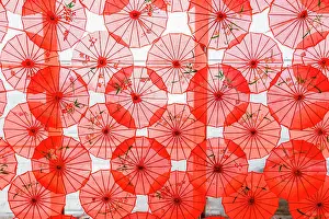 Straight Down Prints: Traditional red umbrellas, Ho Chi Minh City (Saigon), Vietnam