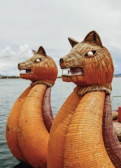 Lake Titicaca Gallery: Traditional Reed Boat, Uros Floating Islands, Lake Titicaca, Puno Region, Peru
