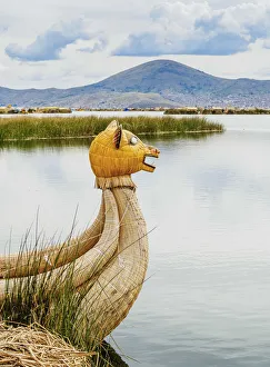 Traditional Reed Boat, Uros Floating Islands, Lake Titicaca, Puno Region, Peru