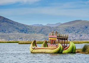 Traditional Reed Boat, Uros Floating Islands, Lake Titicaca, Puno Region, Peru