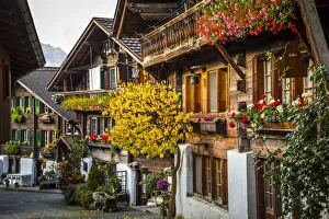 Traditional Swiss wooden chalets, Brienz, Berner Oberland, Switzerland