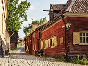 Open Air Museum Gallery: Traditional town street at Skansen open air museum, Stockholm, Stockholm County, Sweden
