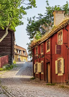 Traditional town street at Skansen open air museum, Stockholm, Stockholm County, Sweden