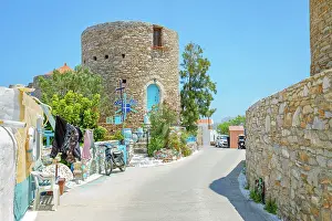 Chorio Prints: Traditional windmill, Chorio, Symi Island, Dodecanese Islands, Greece
