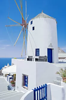 Images Dated 11th July 2013: Traditional windmill, Oia, Santorini, Cyclades Islands, Greece